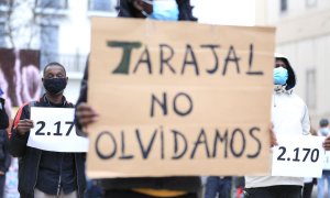 Protesta en recuerdo de la conocida como 'Tragedia del Tarajal', en Madrid a 6 de febrero de 2021.