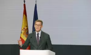 residente del PP, Alberto Nuñez Feijóo, interviene en la presentación del programa electoral del Partido Popular a las elecciones generales del 23 de julio