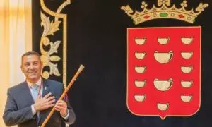 El presidente del Cabildo de Lanzarote, Oswaldo Betancort, durante la toma de posesión de su cargo, a 26 de junio de 2023.