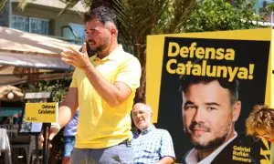 El candidat d'ERC al 23-J, Gabriel Rufián, a Lloret de Mar.