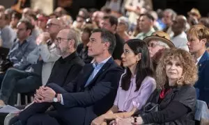 El presidente del Gobierno, Pedro Sánchez asiste a un acto en apoyo de la cultura este viernes en el Círculo de Bellas Artes de Madrid