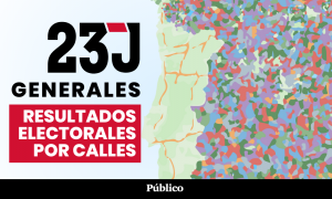 Composición con el mapa de resultados de las elecciones generales del 23J.