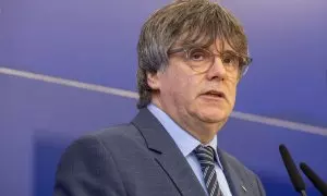 El expresident de la Generalitat Carles Puigdemont durante una comparecencia en Bruselas, a 5 de julio de 2023.