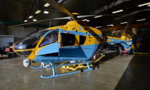 11/08/2023 Uno de los helicópteros Pegasus de la DGT minutos antes de despegar para controlar el tráfico por las carreteras