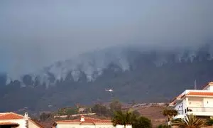 Fotografía del incendio forestal en los montes de Arafo, en Tenerife, a 16 de agosto de 2023.