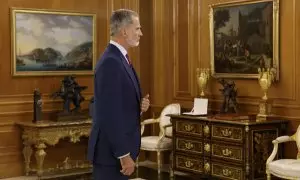 El rey Felipe VI, este lunes antes de recibir al portavoz de PNV, Aitor Esteban.