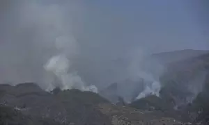 El frente activo de Mal Abrigo en las escarpadas laderas de Güímar, al sur de la isla, donde hoy se concentrarán brigadas especializadas.