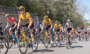 El pilot ciclista pujant a Montjuïc, en la darrera edició de la Volta Ciclista a Catalunya