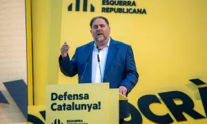 El presidente de ERC Oriol Junqueras, durante un mitin para las elecciones del 23J, a 17 de julio de 223, en Barcelona, Catalunya.