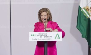 La periodista, María Teresa Campos, durante la entrega de los XXXVI Premios Andalucía de Periodismo en Sevilla (Andalucía, España), a 30/03/2022.