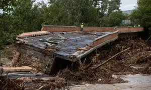 Puente de la Pedrera, colapsado a causa de la DANA, en el municipio de Aldea del Fresno