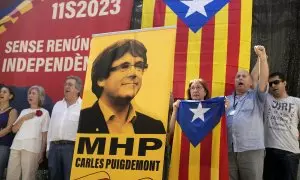 Acto con motivo de la Diada en el Fossar de les Moreres, en Barcelona.