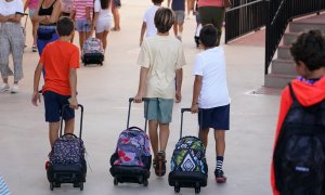 Alumnos se incorporan a su primer día de colegio para el inicio del nuevo curso escolar 2023/24. A 11 de septiembre de 2023 en Málaga.