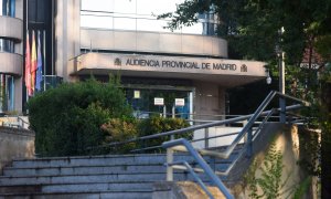 Entrada de la Audiencia Provincial, a 11 de septiembre de 2023, en Madrid.