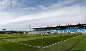 Vista general del estadio Alfredo Di Stéfano antes del encuentro entre el Real Madrid Castilla y la UD Ibiza, a 10 de noviembre de 2019, en Valdebebas.