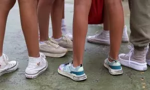 Estudiantes en el patio de su centro educativo en Madrid, a 6 de septiembre de 2023.