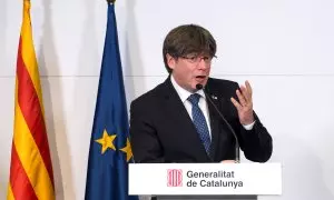 Carles Puidgemont en una rueda de prensa en Barcelona a 09/10/2020.