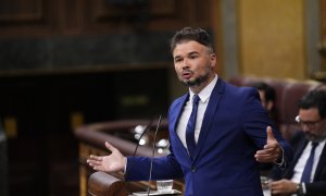 El portaveu d'ERC al Congrés, Gabriel Rufián, aquest dimarts al debat d'investidura d'Alberto Núñez Feijóo.