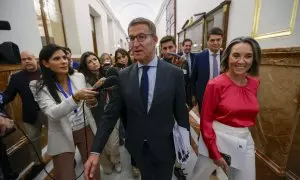 Alberto Núñez Feijóo, a su llegada este miércoles al Congreso, a 27 de septiembre de 2023.