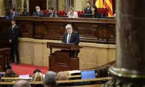 27-9-2023 El portaveu de Junts al Parlament, Albert Batet, durant la seva intervenció durant el debat de política general