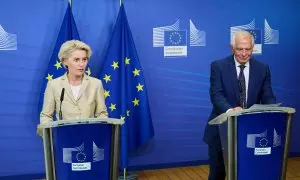 La presidenta de la Comisión Europea, Ursula von der Leyen, junto al Alto Representante de la Unión para Asuntos Exteriores, Josep Borrell.