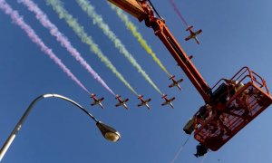 Imagen de archivo del desfile militar en el Día de la Hispanidad en Madrid.