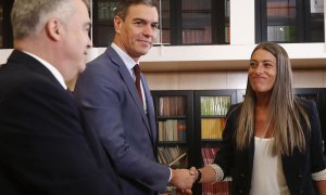 El secretario general del PSOE y presidente del Gobierno en funciones, Pedro Sánchez, se reúne con la portavoz de Junts per Catalunya (JxCat) en el Congreso, Míriam Nogueras