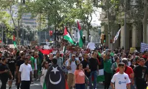 14/10/2023 - La manifestació d'aquest dissabte a Barcelona en suport de Palestina.