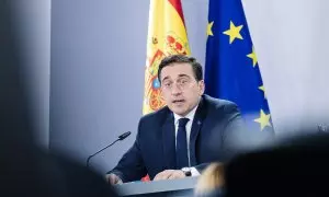 El ministro de Asuntos Exteriores, Unión Europea y Cooperación en funciones, José Manuel Albares, durante una rueda de prensa posterior a la reunión del Consejo de Ministros, en el Palacio de La Moncloa