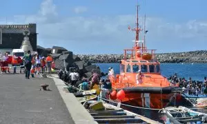 Llegada de una embarcación de migrantes a El Hierro, a 21 de octubre de 2023.