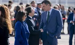 La ministra de Defensa, Margarita Robles; el ministro de Asuntos Exteriores, Unión Europea y Cooperación, José Manuel Albares y el presidente del Gobierno, Pedro Sánchez, en una imagen de archivo.A. Pérez Meca / Europa Press