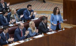 La presidenta de la Comunidad de Madrid, Isabel Díaz Ayuso, interviene durante un pleno en la Asamblea de Madrid, a 8 de noviembre de 2023, en Madrid (España). Alberto Ortega / Europa Press