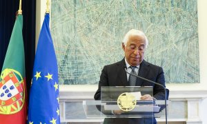 El primer ministro de Portugal, António Costa, anuncia su decisión de dimitir a su cargo como primer ministro en el Palacio de São Bento, Lisboa, a 7 de noviembre de 2023. JOSE SENA GOULAO / EFE