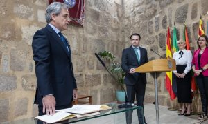 El consejero de Gestión Forestal y Mundo Rural, Ignacio Higuero de Juan, en la Sala de Banderas de la Presidencia de la Junta, a 9 de octubre de 2023, en Mérida, Extremadura.— Jorge Armestar / Europa Press