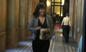 Aurora Madaula arribant a una reunió de la Mesa del Parlament