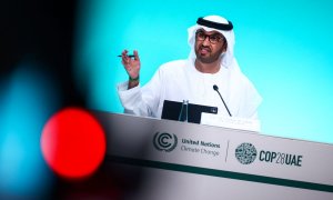 El presidente de la COP28, el sultán Ahmed Al Jaber, durante una conferencia de prensa en la cumbre de Dubái, a 30 de noviembre de 2023.