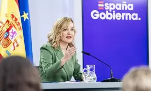 La ministra Portavoz y de Educación, Formación Profesional y Deporte, Pilar Alegría, ofrece una rueda de prensa posterior a la reunión del Consejo de Ministros