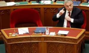 El primer ministro de Hungría, Viktor Orbán, durante una sesión en el Parlamento de Budapest, a 13 de diciembre de 2023.