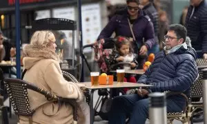 Terraza en un bar de Madrid.