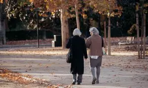 Dos mujeres caminan por un parque en Madrid, a 29 de noviembre de 2023.