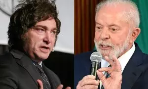 El presidente argentino, Javier Milei (izq.) y su homólogo brasileño, Lula da Silva.