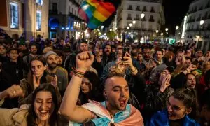 28/12/23- Foto de archivo de una manifestación para defender las leyes Trans y LGTBI en la Comunidad de Madrid, en la Puerta del Sol, a 13 de noviembre de 2023, en Madrid (España)