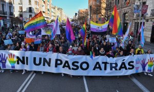 Una manifestación en defensa de la Ley LGTBI y la Ley Trans de la Comunidad de Madrid, a 17 de diciembre de 2023, en Madrid.