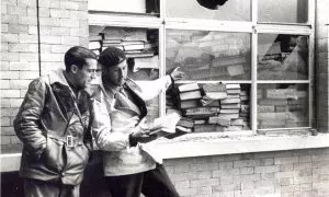 Libros usados por las Brigadas Internacionales durante la guerra civil para proteger las ventanas de la Facultad de Filosofía y Letras de Madrid.