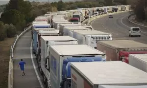 Las protestas de los agricultores franceses se han endurecido y han acabado cortando este viernes la autopista AP-7 en la Jonquera (Girona).