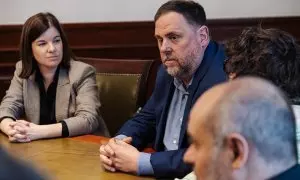 El presidente de Esquerra Republicana, Oriol Junqueras, en el Congreso de los Diputados, a 30 de enero de 2024, en Madrid.