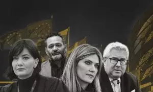 'MEP Misconduct Investigation', una investigación internacional en la que participa 'Público' y que analiza las polémicas e infracciones de los eurodiputados. En la imagen: los eurodiputados Lara Comi, Ioannis Lagos, Eva Kaili y Ryszard Czarnecki