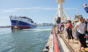 El buque oceanográfico Odón de Buen, tras ser botado en los astilleros Armón, de Vigo.