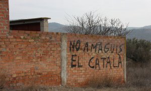 Una pintada a favor del català a la Franja, en una imatge d'arxiu