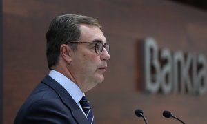 Foto de julio de 2018 de José Sevilla, entonces consejero delegado de Bankia, en la presentación de los resultados semestrales del banco nacionalizado. E.P./Marta Fernández